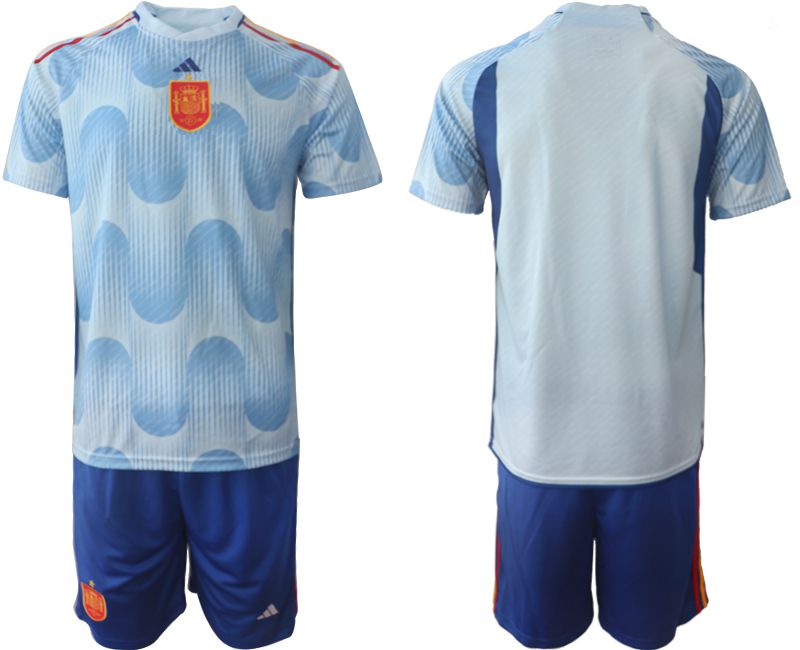 Men 2022 World Cup National Team Spain away blue blank Soccer Jerseys